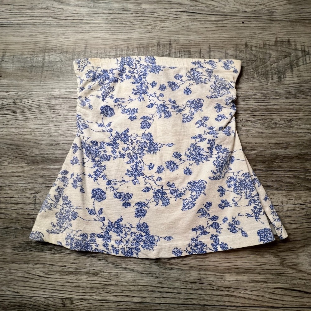 Urban Behavior‎ Tube Top Womens XS Blue Cream Floral Babydoll Y2K Strapless